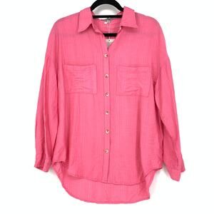 Ramona LaRue Shirt Women's Size Small Lucia Oversized Button Down Hot Pink NEW
